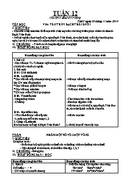 Giáo án dạy học Lớp 4 - Tuần 12 - Năm học 2014-2015