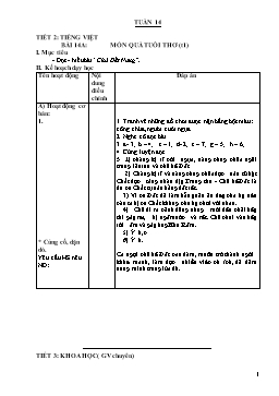 Giáo án dạy học Lớp 4 - Tuần 14 (Chuẩn kiến thức)