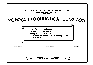 Giáo án dạy học Lớp Chồi - Chủ điểm: Nghề nghiệp - Trần Thị Xuân Đào