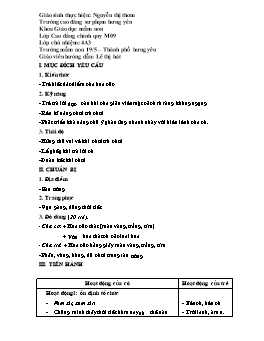 Giáo án dạy học Lớp Chồi - Hoạt động ngoài trời - Lê Thị Hát