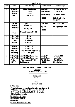 Giáo án điện tử Lớp 1 - Tuần 15 - Năm học 2014-2015