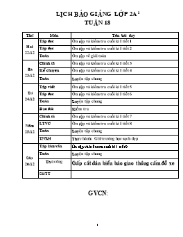 Giáo án điện tử Lớp 2 - Tuần 18 - Năm 2014