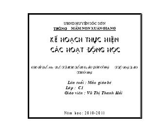 Giáo án điện tử Lớp Chồi - Chủ đề 10: Bé tìm hiểu các phương tiện giao thông - Vũ Thị Thanh Hải