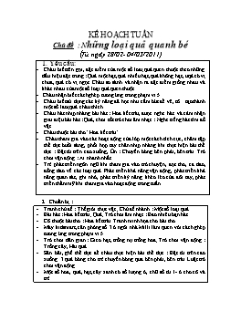 Giáo án điện tử Lớp Chồi - Chủ đề: Những loại quả quanh bé