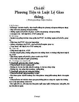 Giáo án điện tử Lớp Chồi - Chủ đề: Phương tiện và luật lệ giao thông