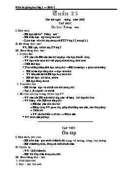 Giáo án giảng dạy Buổi 2 Lớp 1 - Tuần 25