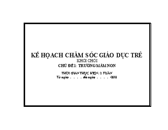 Giáo án giảng dạy Lớp Chồi - Chủ đề 1: Trường Mầm non