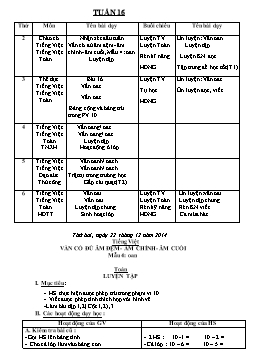 Giáo án Lớp 1 - Tuần 16 - Năm học 2014-2015