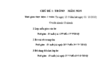 Giáo án Mẫu giáo Lớp Chồi - Chủ đề 1: Trường Mầm non