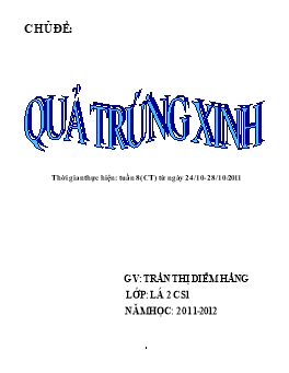 Giáo án Mẫu giáo Lớp Chồi - Chủ đề: Quả trứng xanh - Trần Thị Diễm Hằng