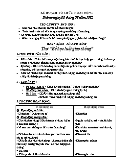 Giáo án Mẫu giáo Lớp Chồi - Đề tài: Thơ “Bé học luật giao thông”