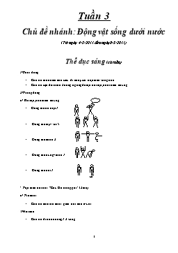 Giáo án Mẫu giáo Lớp Chồi - Tuần 3, Chủ đề nhánh: Động vật sống dưới nước