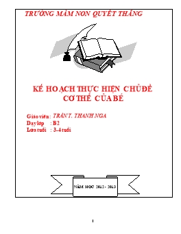 Giáo án Mẫu giáo Lớp Mầm - Chủ đề: Cơ thể của bé