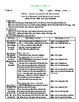 Giáo án môn Âm nhạc Lớp 4 - Tuần 16, Tiết 16: Ôn tập ba bài hát: Em yêu hà bình, Bạn ơi lắng nghe, Trên ngựa ta phi nhanh