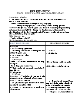 Giáo án môn Khoa học Lớp 4 - Bài 29: Tiết kiệm nước