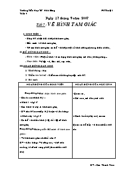 Giáo án môn Mĩ thuật Lớp 1 - Bài 4: Vẽ hình tam giác - Cao Thanh Trúc