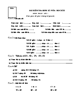 Bài kiểm tra định kì giữa học kì 2 môn Toán Lớp 1