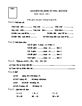 Bài kiểm tra định kì giữa học kì II môn Toán Lớp 1