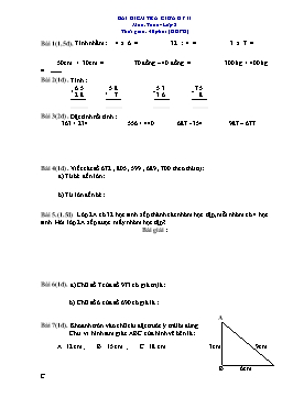 Bài kiểm tra giữa kỳ II môn Toán Lớp 2