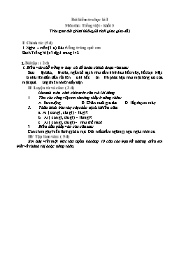 Bài kiểm tra học kì I môn thi Tiếng Việt Khối 3
