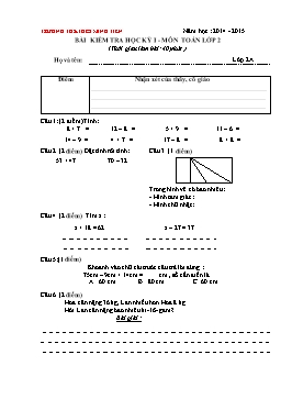 Bài kiểm tra học kỳ 1 môn Toán, Tiếng Việt Lớp 2 (Có đáp án)