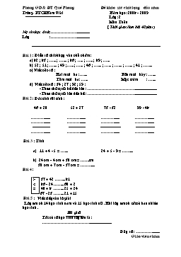 Đề khảo sát chất lượng đầu năm môn Toán Lớp 2