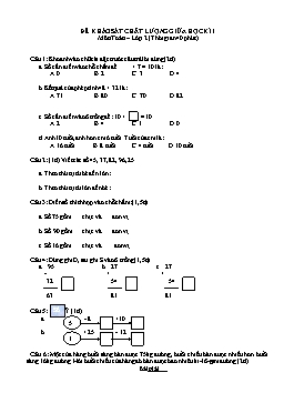 Đề khảo sát chất lượng giữa học kì 1 môn Toán Lớp 2