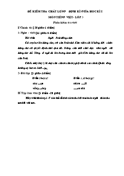 Đề kiểm tra chất lượng định kì giữa học kì I môn Tiếng Việt Lớp 3