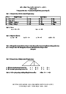 Đề kiểm tra cuối học kì 1 Lớp 2 môn Toán