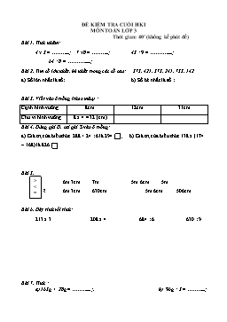 Đề kiểm tra cuối học kì 1 môn Toán Lớp 3 - Đề 13