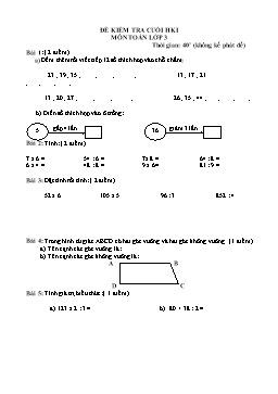 Đề kiểm tra cuối học kì 1 môn Toán Lớp 3 - Đề 17