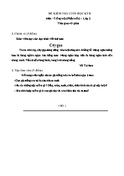 Đề kiểm tra cuối học kì II môn Tiếng Việt (Phần viết) Lớp 2