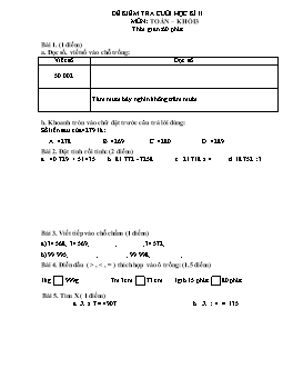 Đề kiểm tra cuối học kì II môn Toán Khối 3
