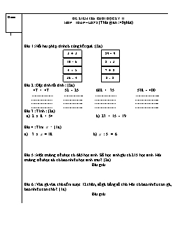 Đề kiểm tra cuối học kỳ II môn Toán Lớp 2