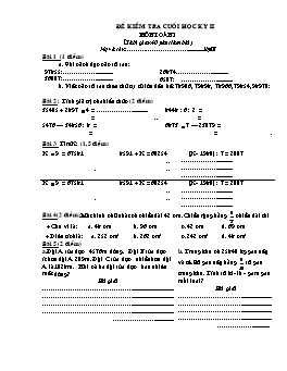 Đề kiểm tra cuối học kỳ II môn Toán Lớp 3
