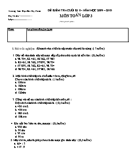 Đề kiểm tra cuối kì II môn Toán Lớp 3