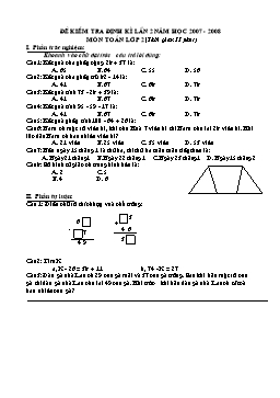 Đề kiểm tra định kì lần 2 môn Toán Lớp 2