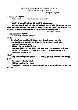 Đề kiểm tra định kỳ cuối học kỳ 1 môn Tiếng Việt Lớp 3