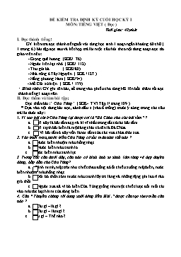 Đề kiểm tra định kỳ cuối học kỳ I môn Tiếng Việt Lớp 3