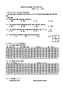 Đề kiểm tra định kỳ giữa kì I môn Toán Lớp 3