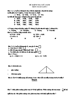 Đề kiểm tra giữa kì II môn Toán Lớp 3