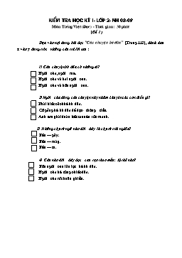 Đề kiểm tra học kỳ 1 Lớp 2 môn Tiếng Việt (Đọc)