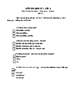 Đề kiểm tra học kỳ 1 môn Tiếng Việt (Đọc) Khối lớp 2
