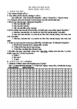 Đề thi cuối học kỳ II môn Tiếng Việt Lớp 2