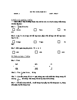 Đề thi giữa học kì I môn Toán Khối 3