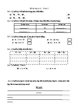 Đề thi học kì 1 môn Toán Khối Lớp 2