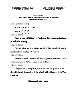 Đề thi học sinh giỏi môn Toán Lớp 5 - Năm học 2012-2013