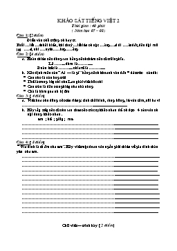 Đề thi khảo sát môn Tiếng Việt Lớp 2