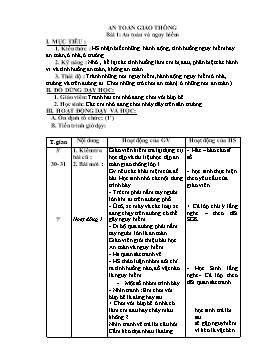 Giáo án An toàn giao thông Lớp 1