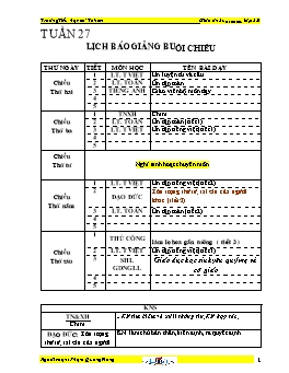 Giáo án buổi chiều Lớp 3 - Tuần 27 đến tuần 30 - Phạm Quang Hưng